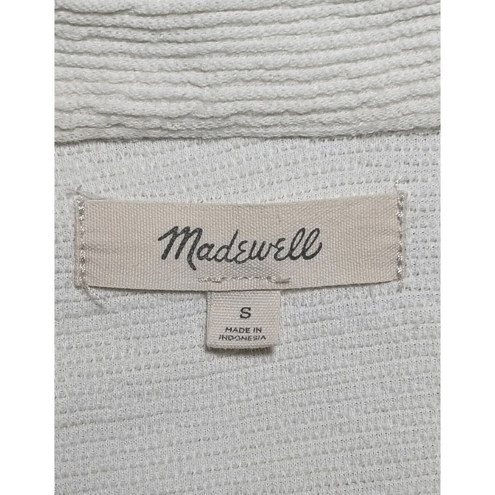 MADEWELL Womens Polo Shirt S Cream Collared Long Sleeve Cotton Ottoman Jacquard - Picture 8 of 11